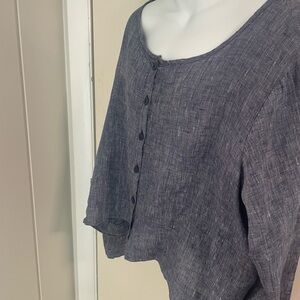 Flax Women's 100% Linen Blouse in Charcoal Gray
